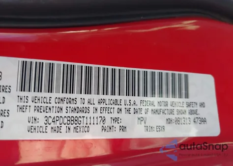 2016 Dodge Journey Sxt from USA, damaged, VIN 3C4PDCBB8GT111170